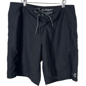 Athletic Black Board Shorts Under Armour‎ Lace Up Hybrid 38 Waist Mens